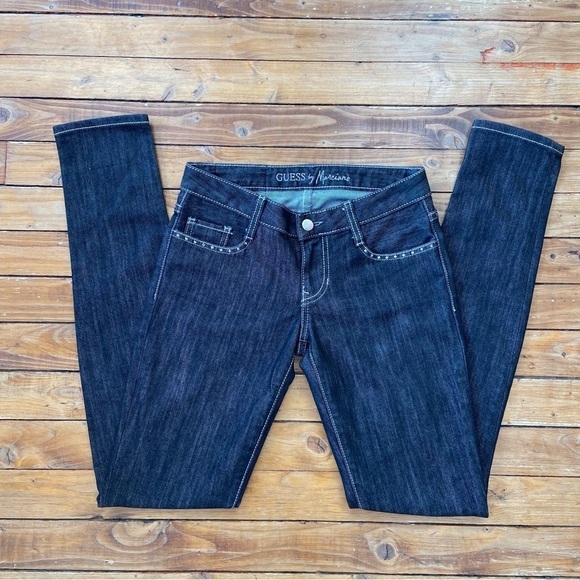 GUESS by Marciano black skinny jeans low rise Incrusted crystal luxury size 24 - Picture 14 of 14